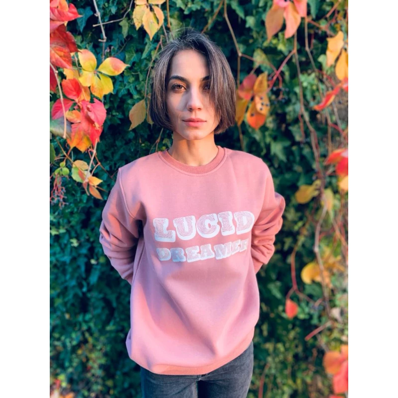 Kadın Sweatshirt Bisiklet Yaka Lucid Pembe Kadın Sweatshirt Bisiklet Yaka Lucid Pembe